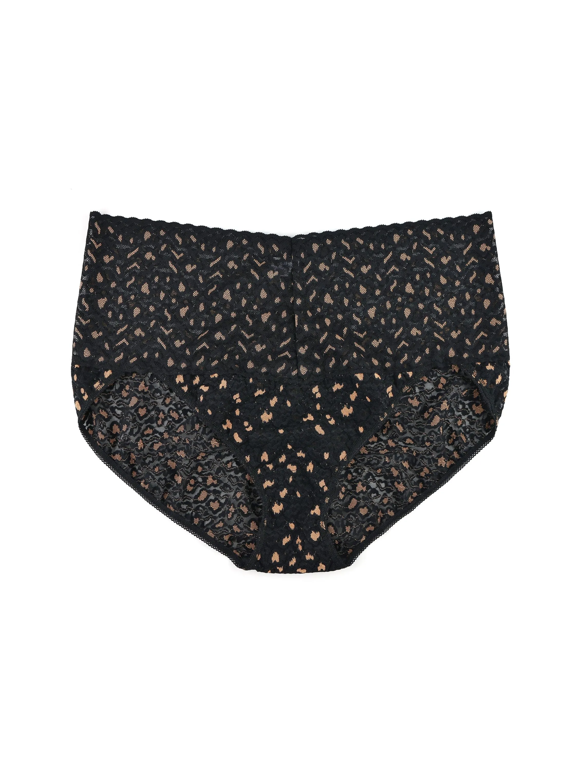 Cross-Dyed Leopard Plus Retro V-Kini Black sold by Hanky Panky