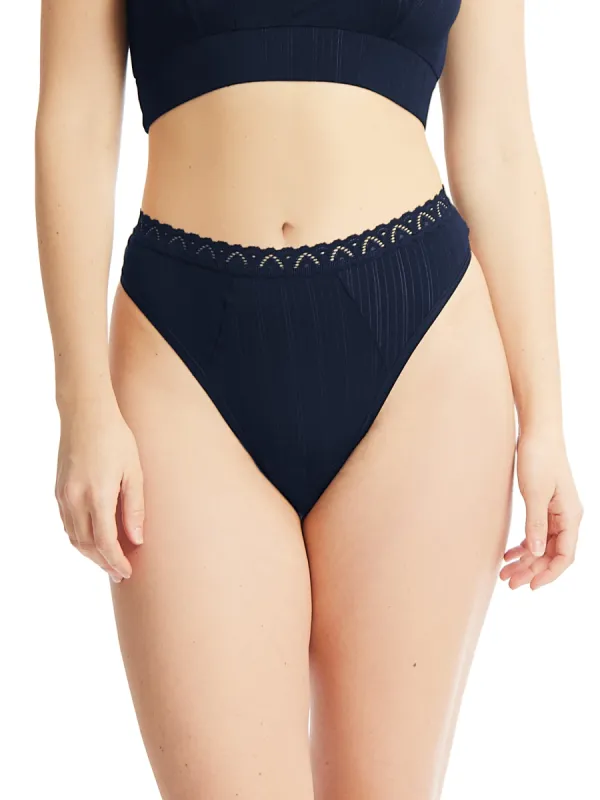 MellowLuxe™ High Cut Thong Bicoastal Blue Sale sold by Hanky Panky