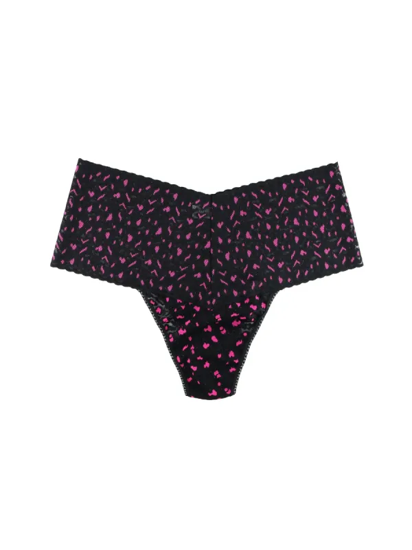 Cross Dye Leopard Plus Retro Thong Black/ Tulip Pink sold by Hanky Panky
