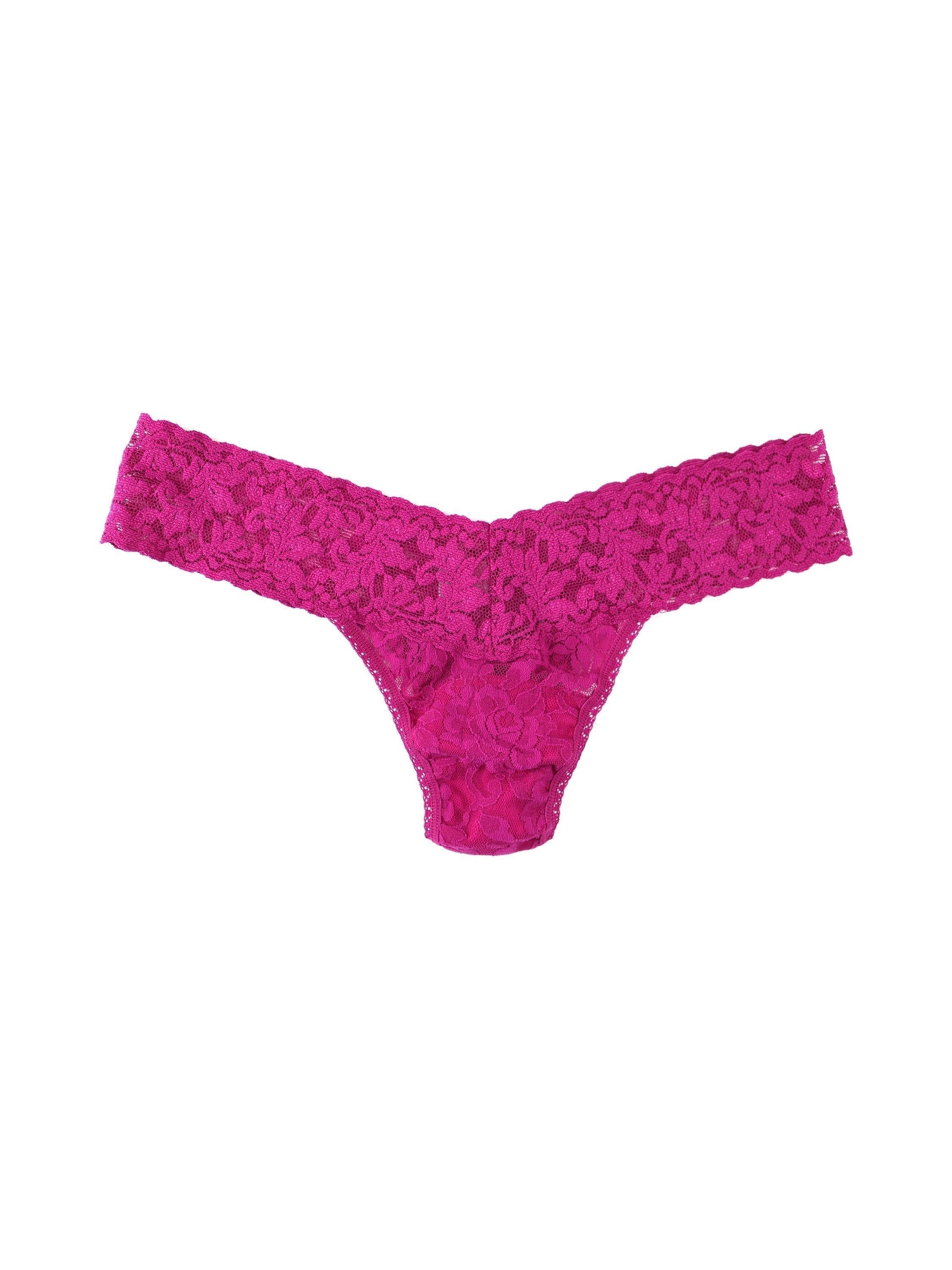 Signature Lace Low Rise Thong Bright Amethyst Pink sold by Hanky Panky