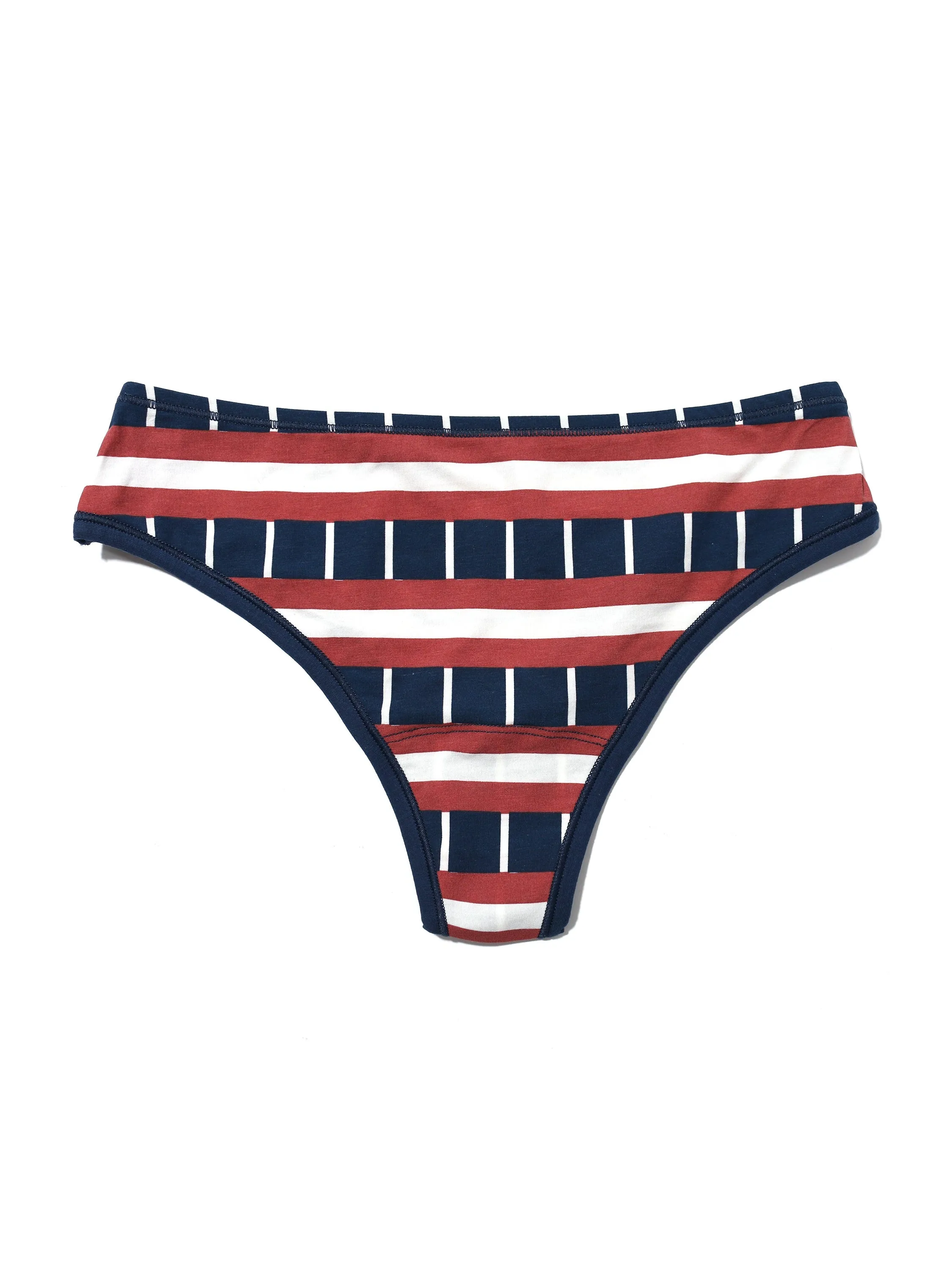 Printed PlayStretch™ Natural Rise Thong Bateau sold by Hanky Panky