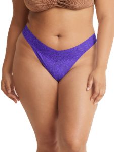 Plus Size Signature Lace® Original Rise Thong Majestic Purple sold by Hanky Panky