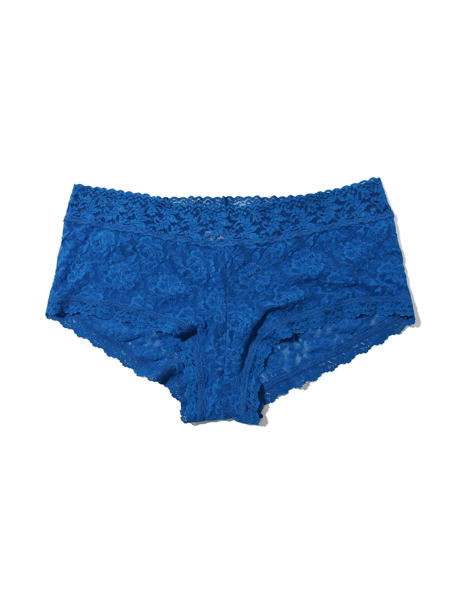 Plus Size Signature Lace Boyshort Deep Dive Blue sold by Hanky Panky