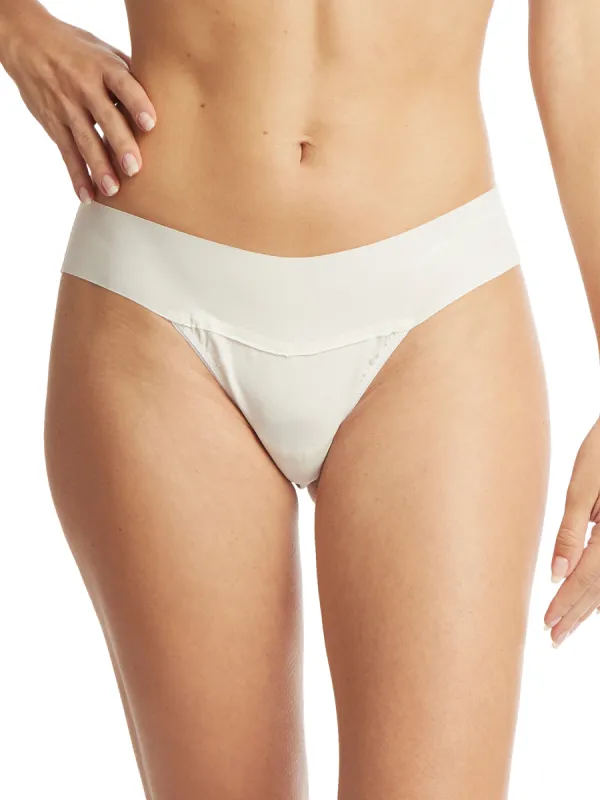 BreatheSoft® Natural Rise Thong Linen White Sale sold by Hanky Panky