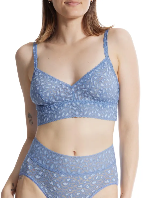 Cross Dyed Leopard V-Neck Retro Bralette Stonewash Blue sold by Hanky Panky