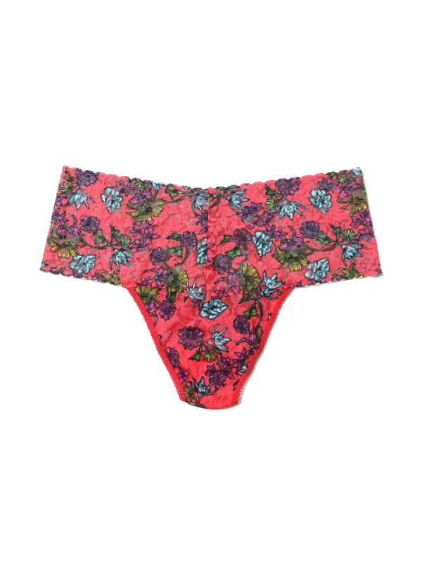 Plus Size Printed Retro Lace Thong Wonderland Blooms Sale sold by Hanky Panky
