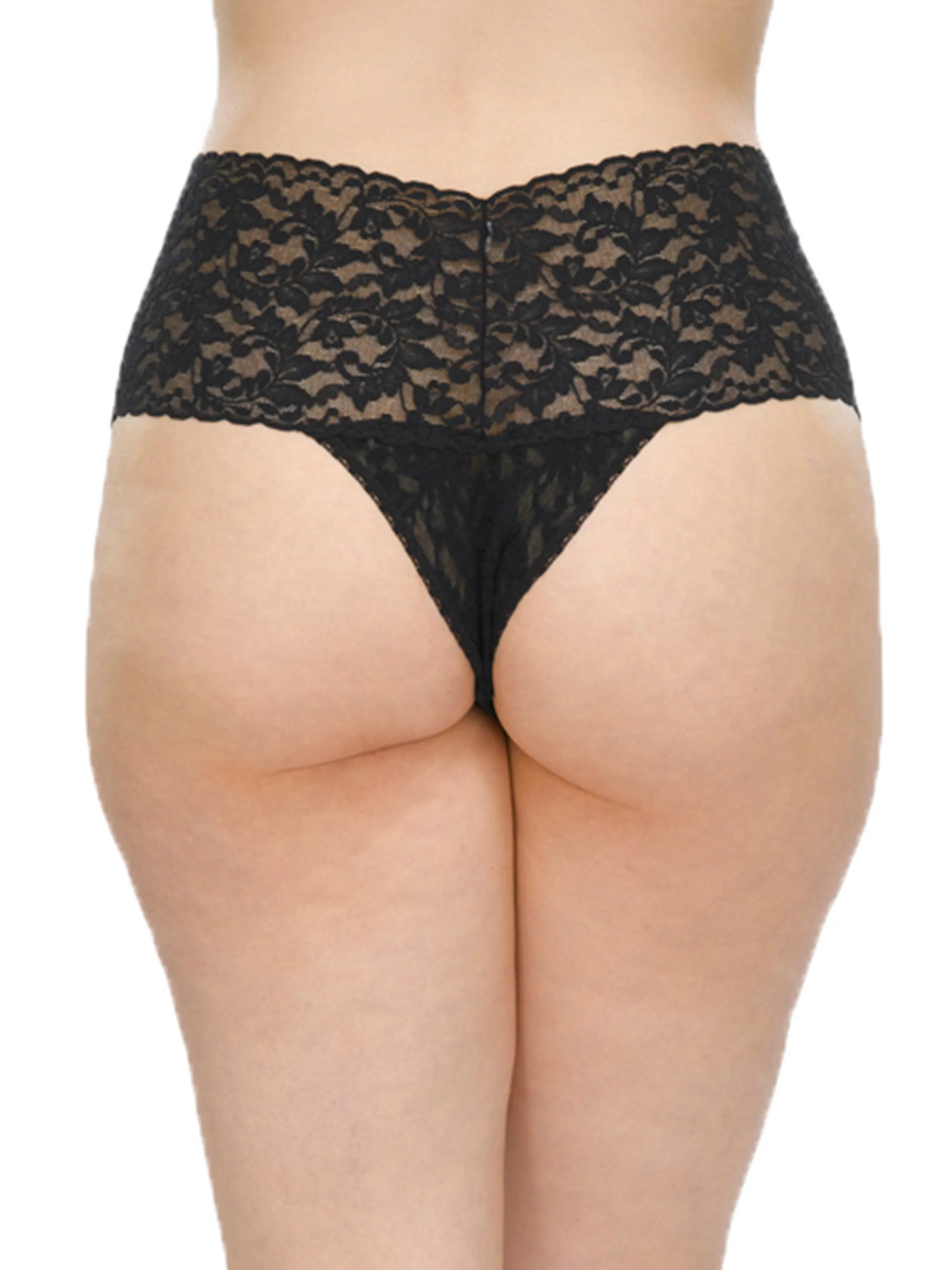 Plus Size Retro Lace Thong Black sold by Hanky Panky product image thumbnail 3
