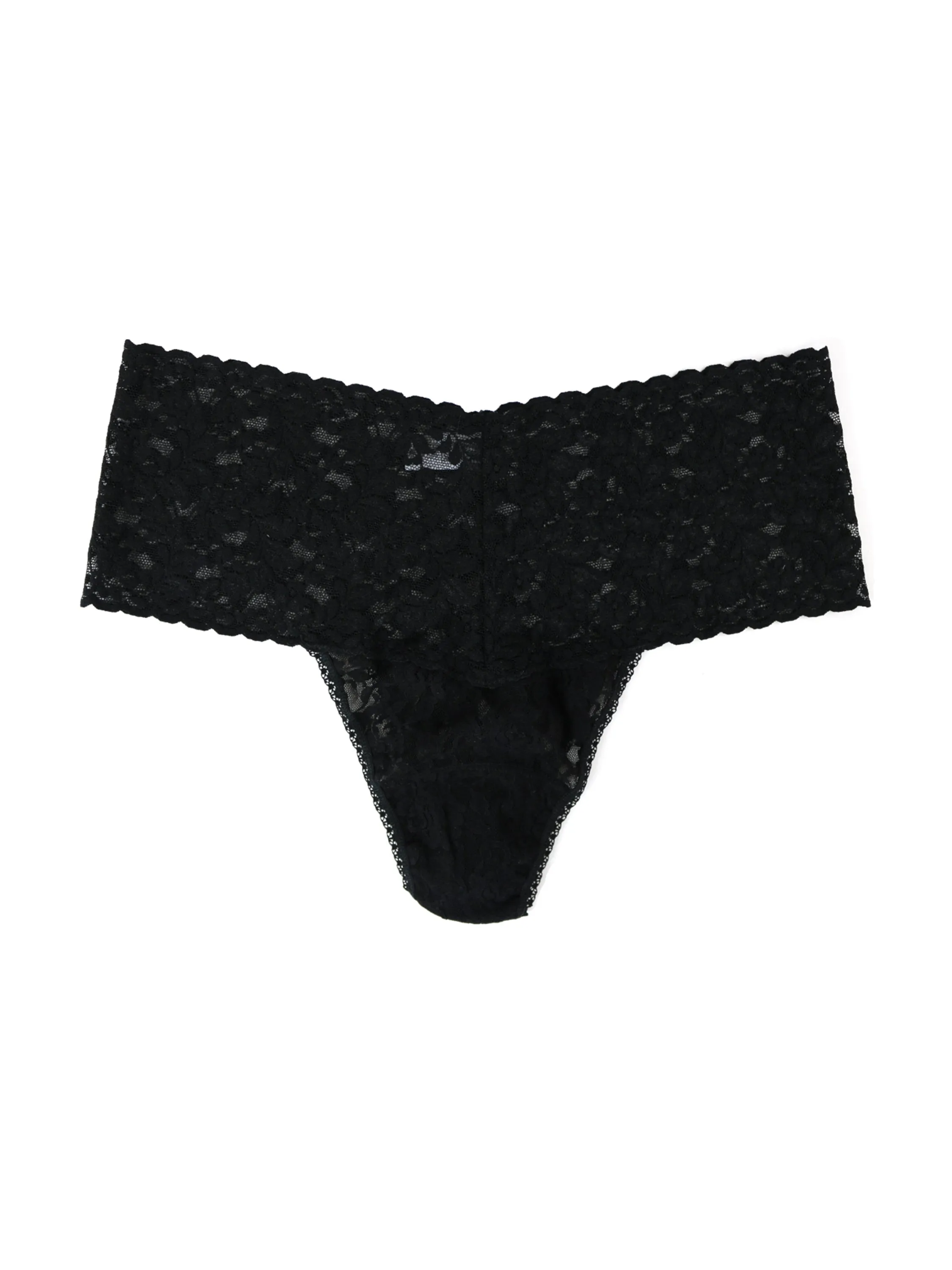 Plus Size Retro Lace Thong Black sold by Hanky Panky