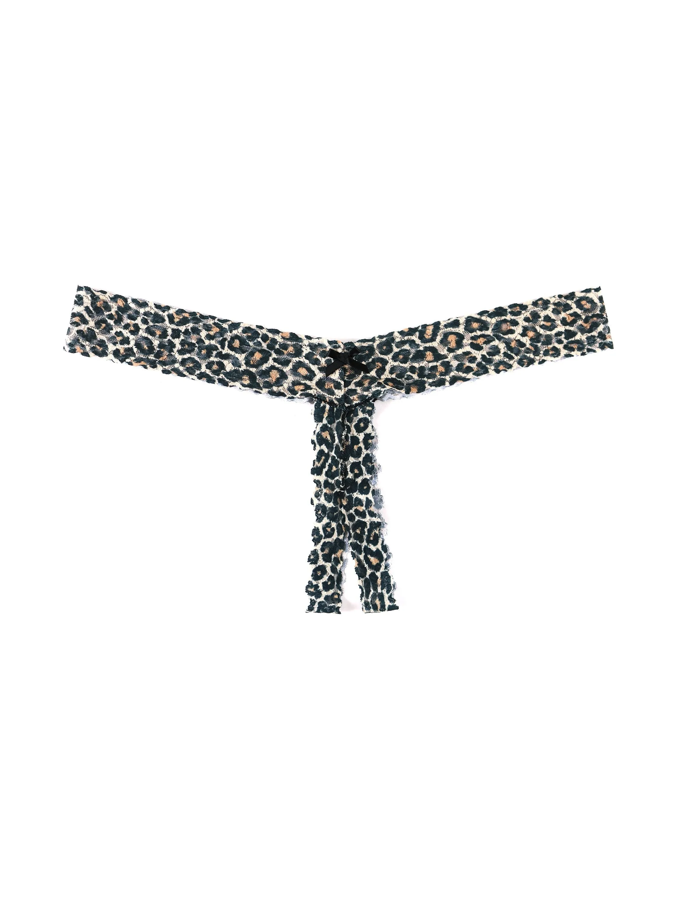 &oh™ Plus Size Signature Lace Crotchless Thong Classic Leopard sold by Hanky Panky