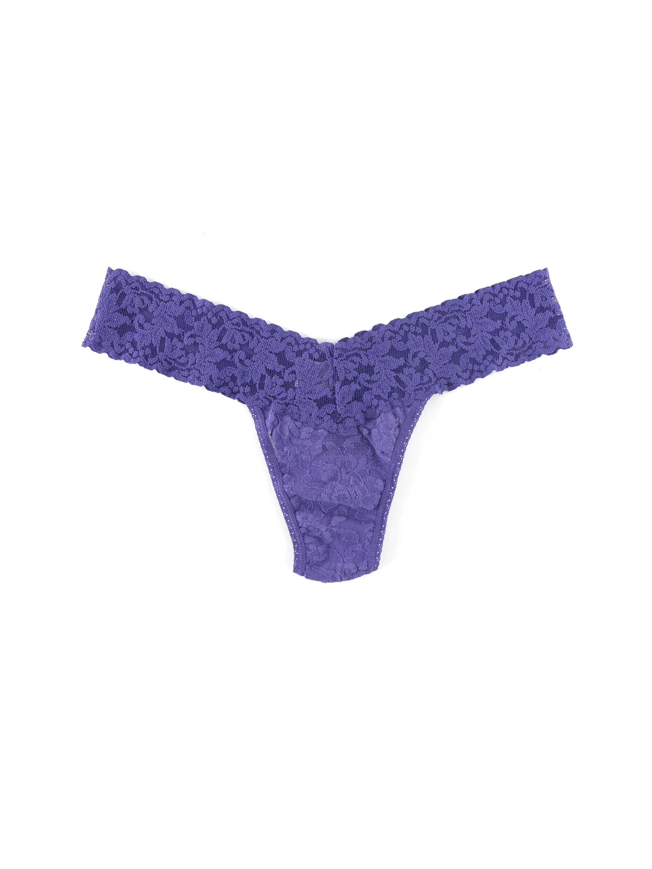 Signature Lace Low Rise Thong African Violet Purple sold by Hanky Panky