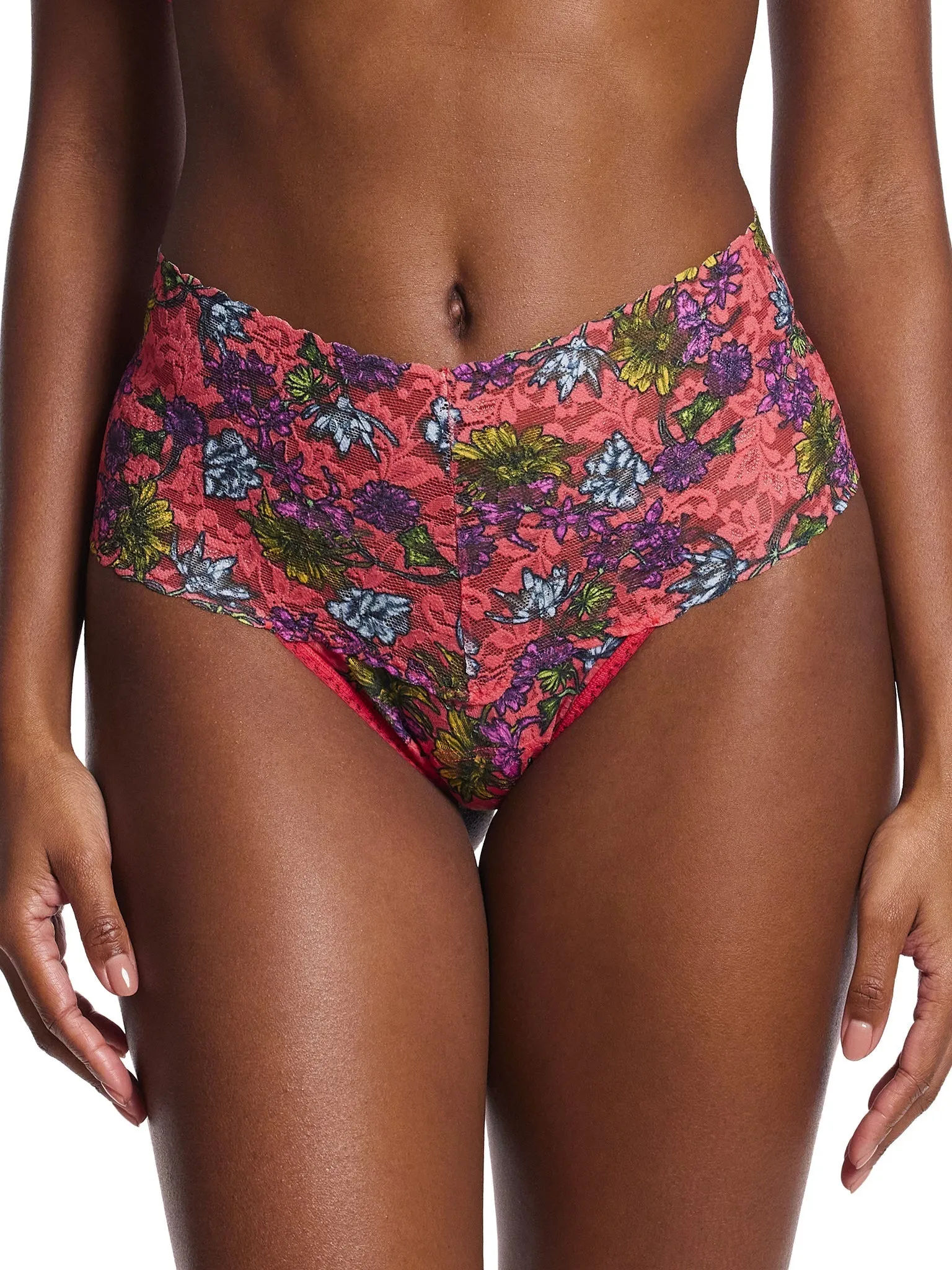 Printed Retro Lace Thong Wonderland Blooms Sale sold by Hanky Panky