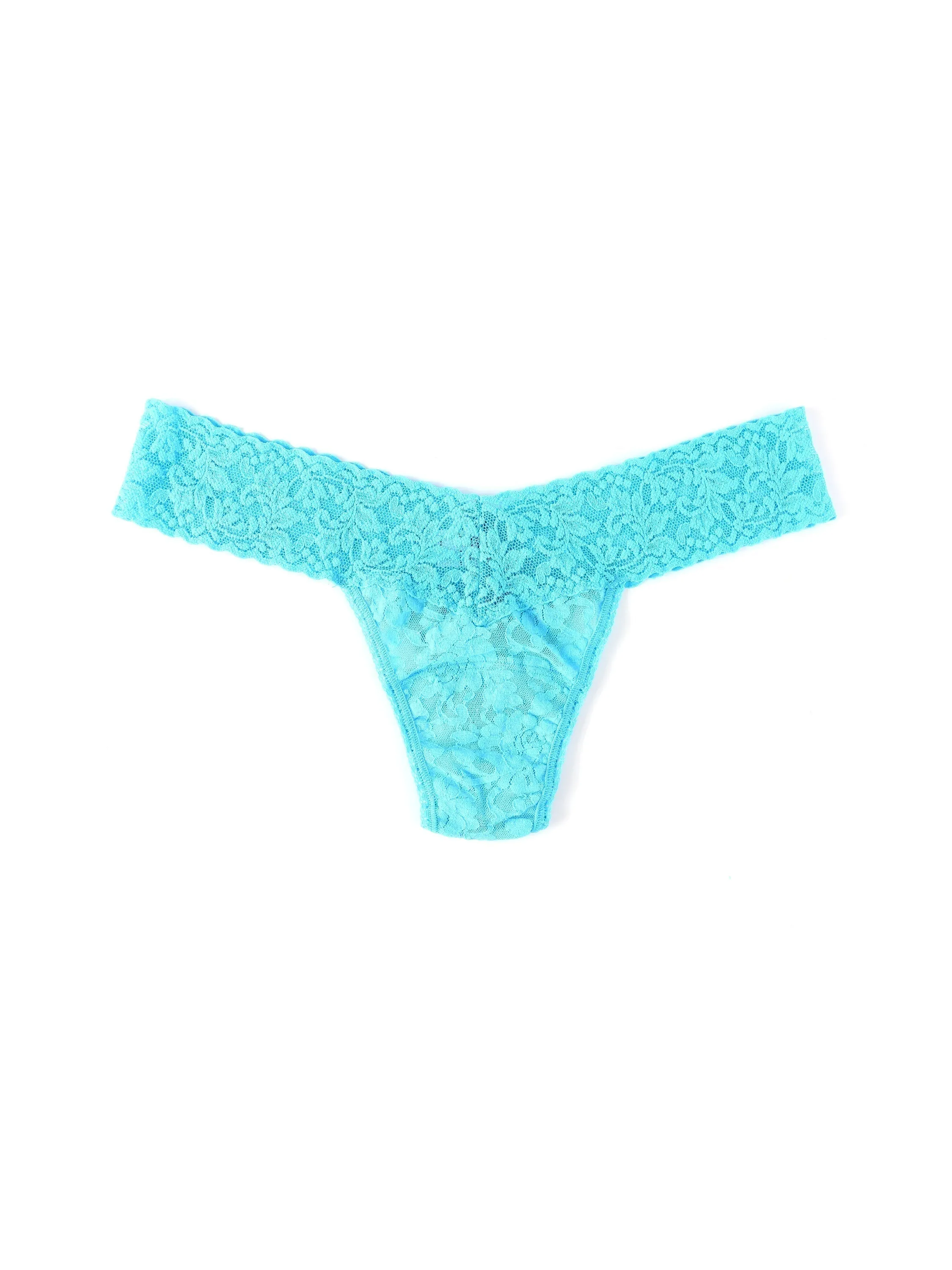 Signature Lace Low Rise Thong Tempting Turquoise sold by Hanky Panky