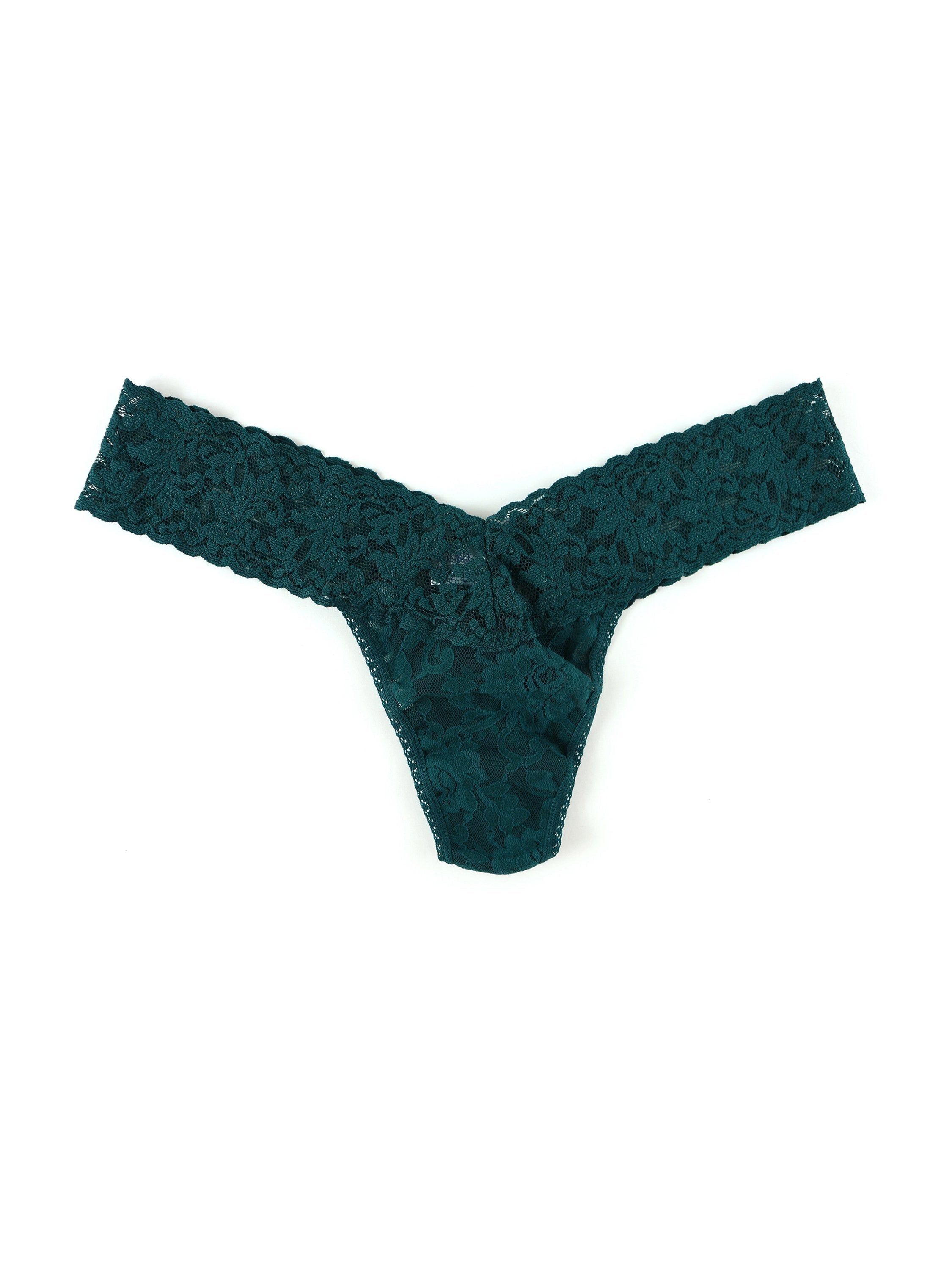 Signature Lace Low Rise Thong Ivy Green sold by Hanky Panky