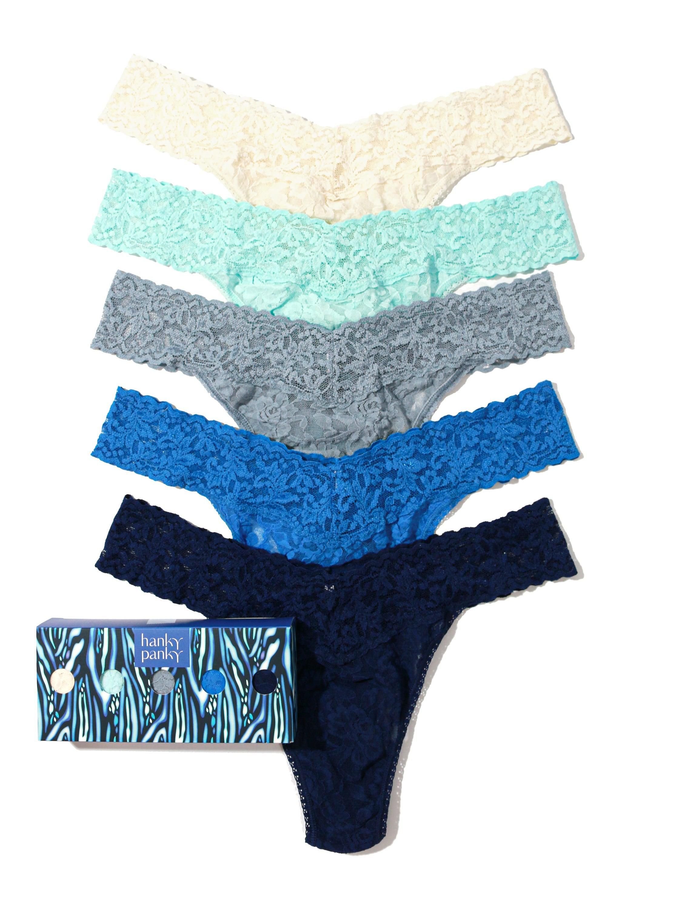 5 Pack Signature Lace Original Rise Thongs in Printed Box Sale sold by Hanky Panky