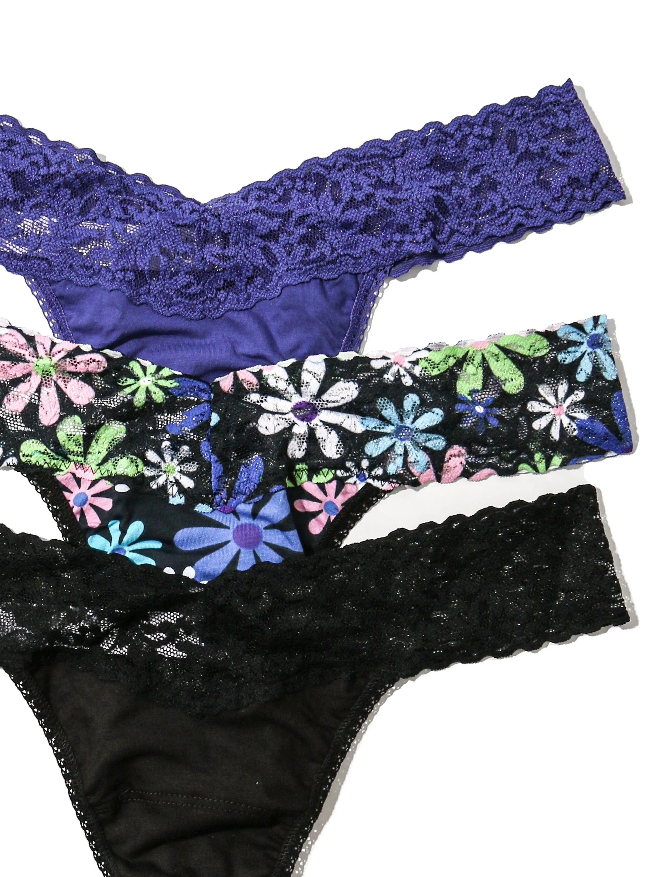 3 Pack Supima® Cotton Low Rise Thongs with Contrast Trim Exclusive Sale sold by Hanky Panky product image thumbnail 2