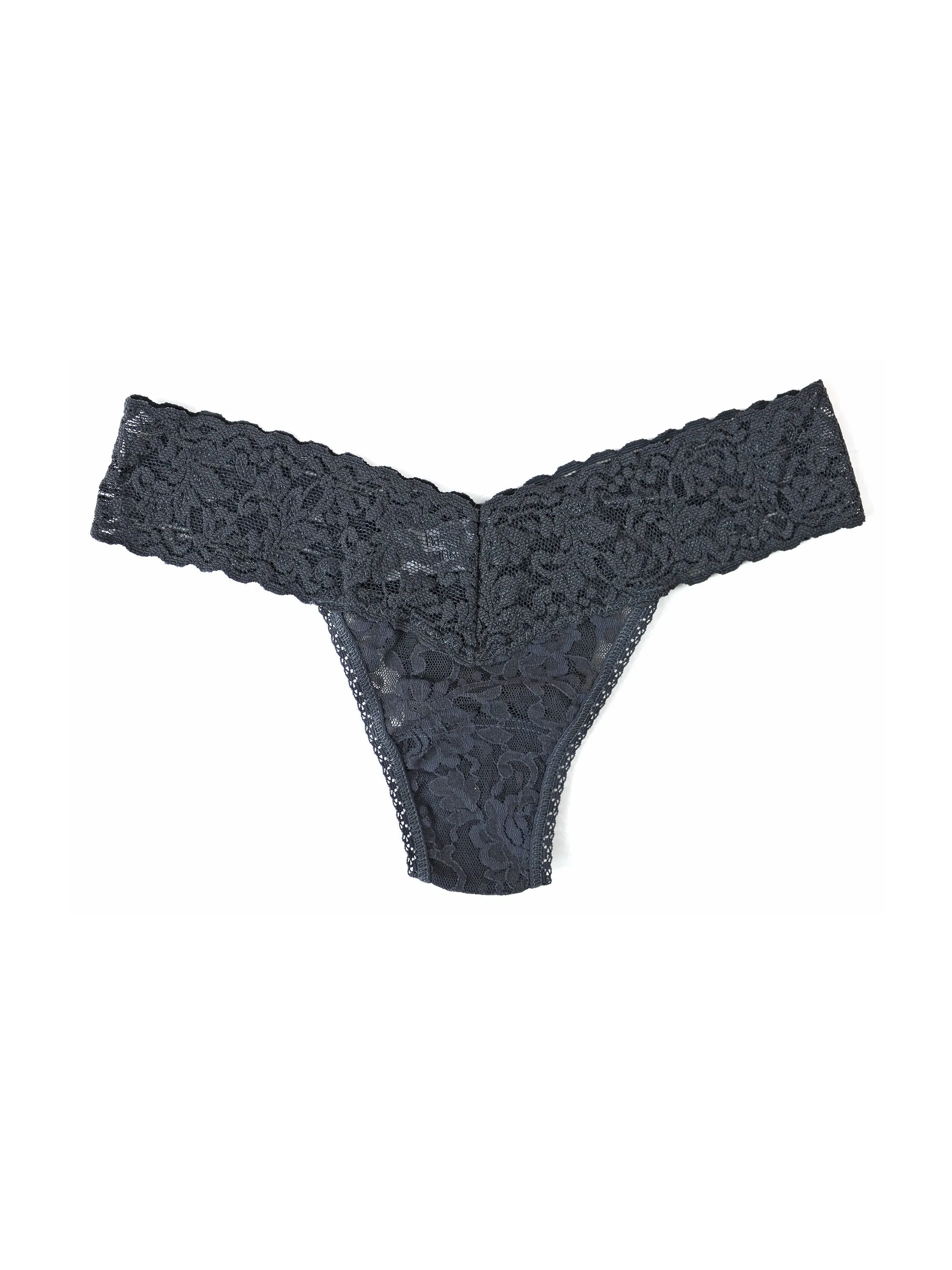Petite Size Signature Lace® Low Rise Thong Granite Grey sold by Hanky Panky product image thumbnail 2