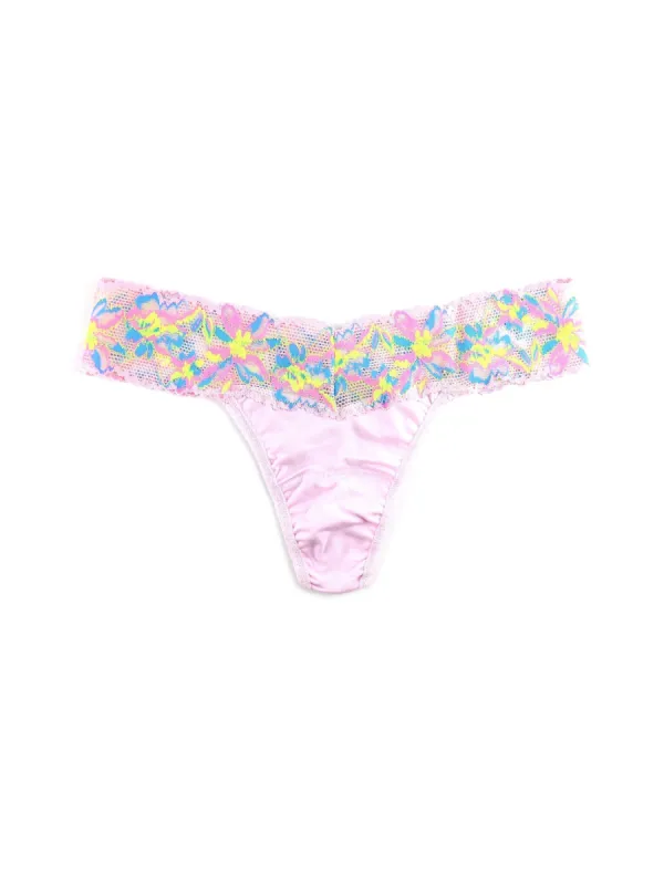 Supima® Cotton Low Rise Thong with Contrast Trim Neon Lights Pink Sale sold by Hanky Panky