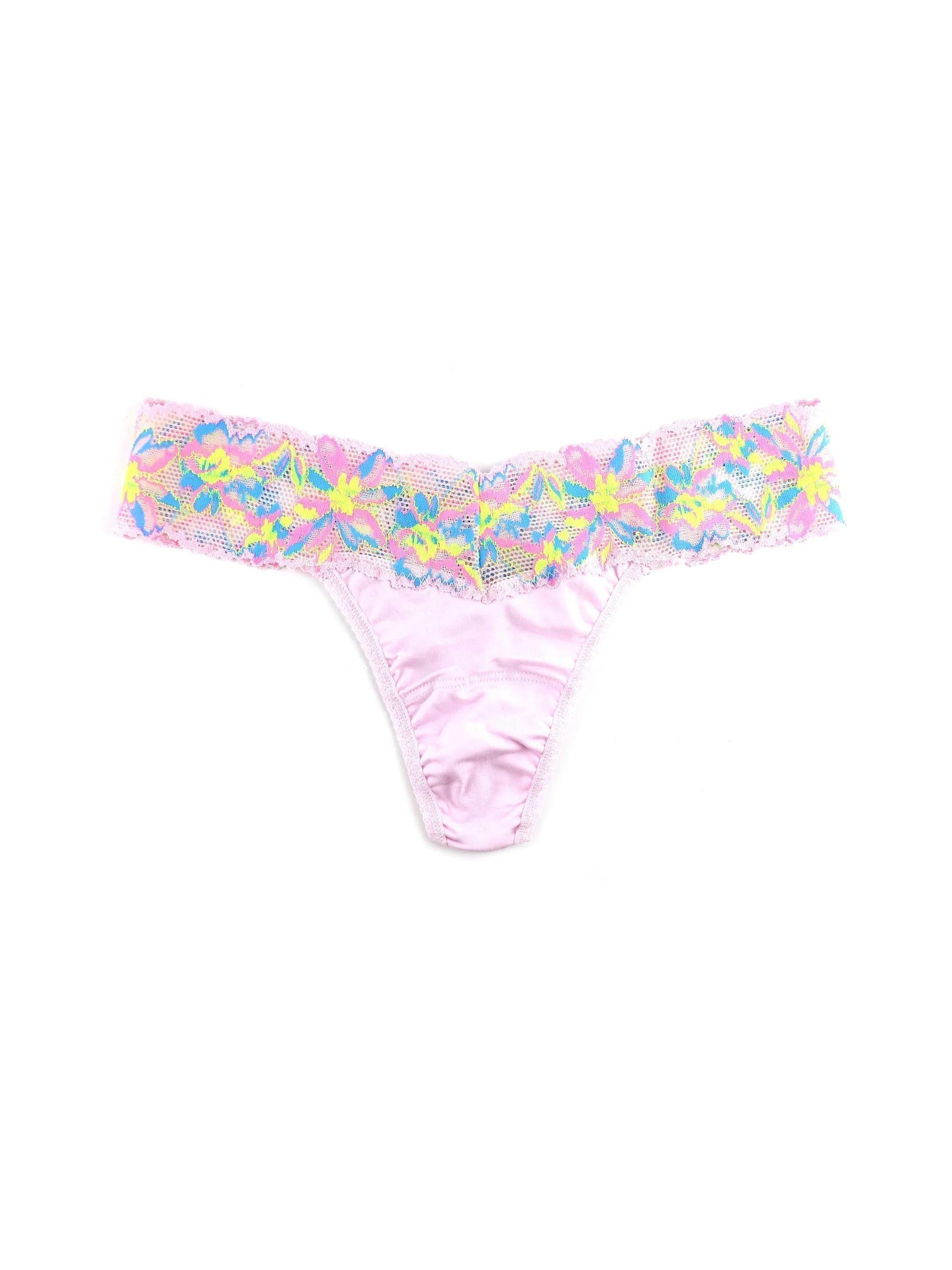 Supima® Cotton Low Rise Thong with Contrast Trim Neon Lights Pink Sale sold by Hanky Panky