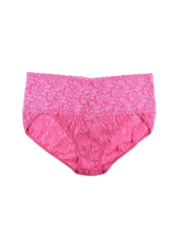 Plus Size Retro Lace V-kini Dragon Fruit Pink Sale sold by Hanky Panky