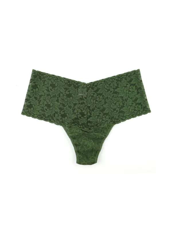 Retro Lace Thong Bitter Olive Green sold by Hanky Panky