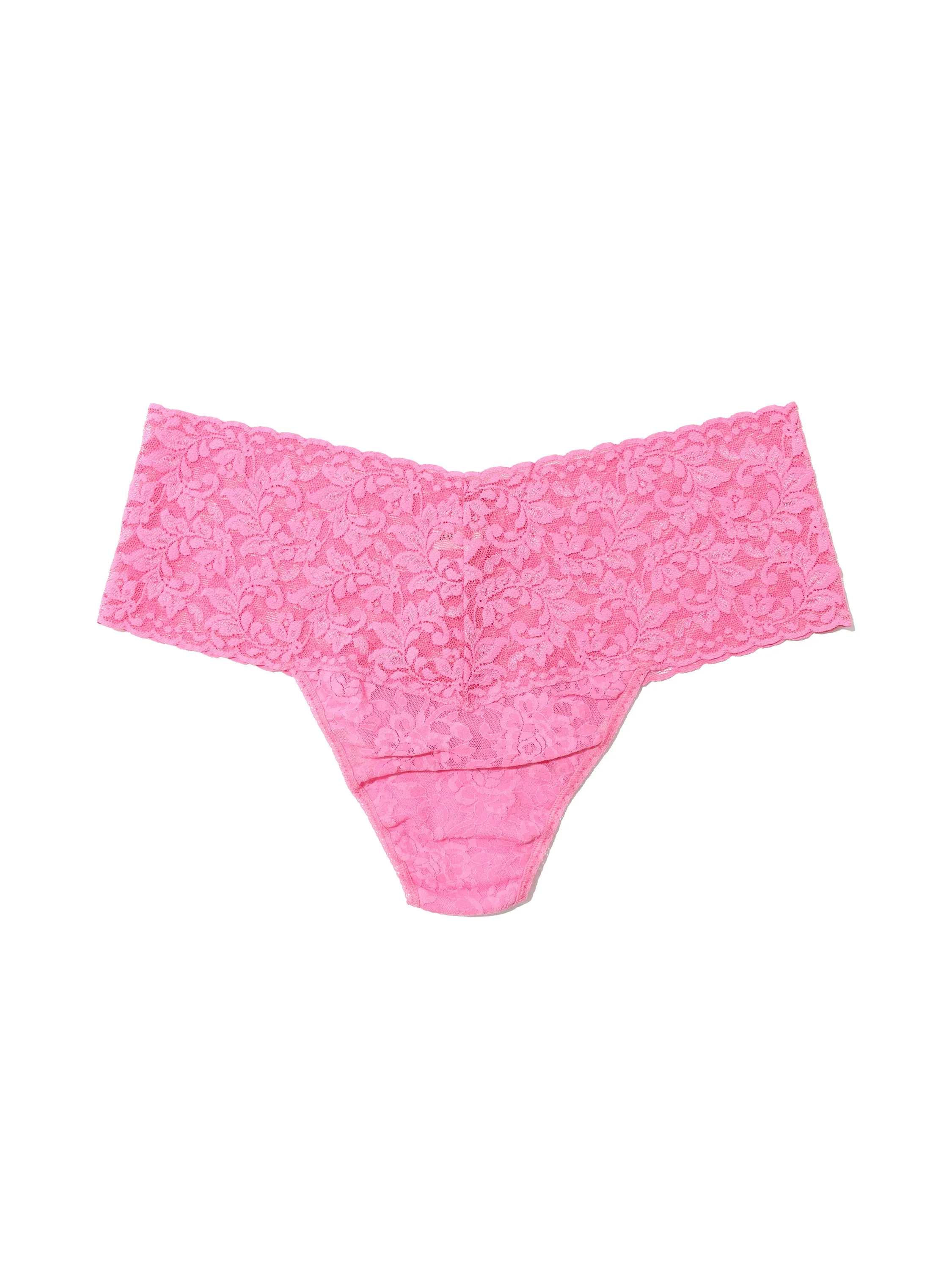 Plus Size Retro Lace Thong Taffy Pink sold by Hanky Panky