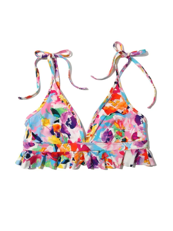 Ruffle Triangle Bikini Top Watercolored Sale sold by Hanky Panky