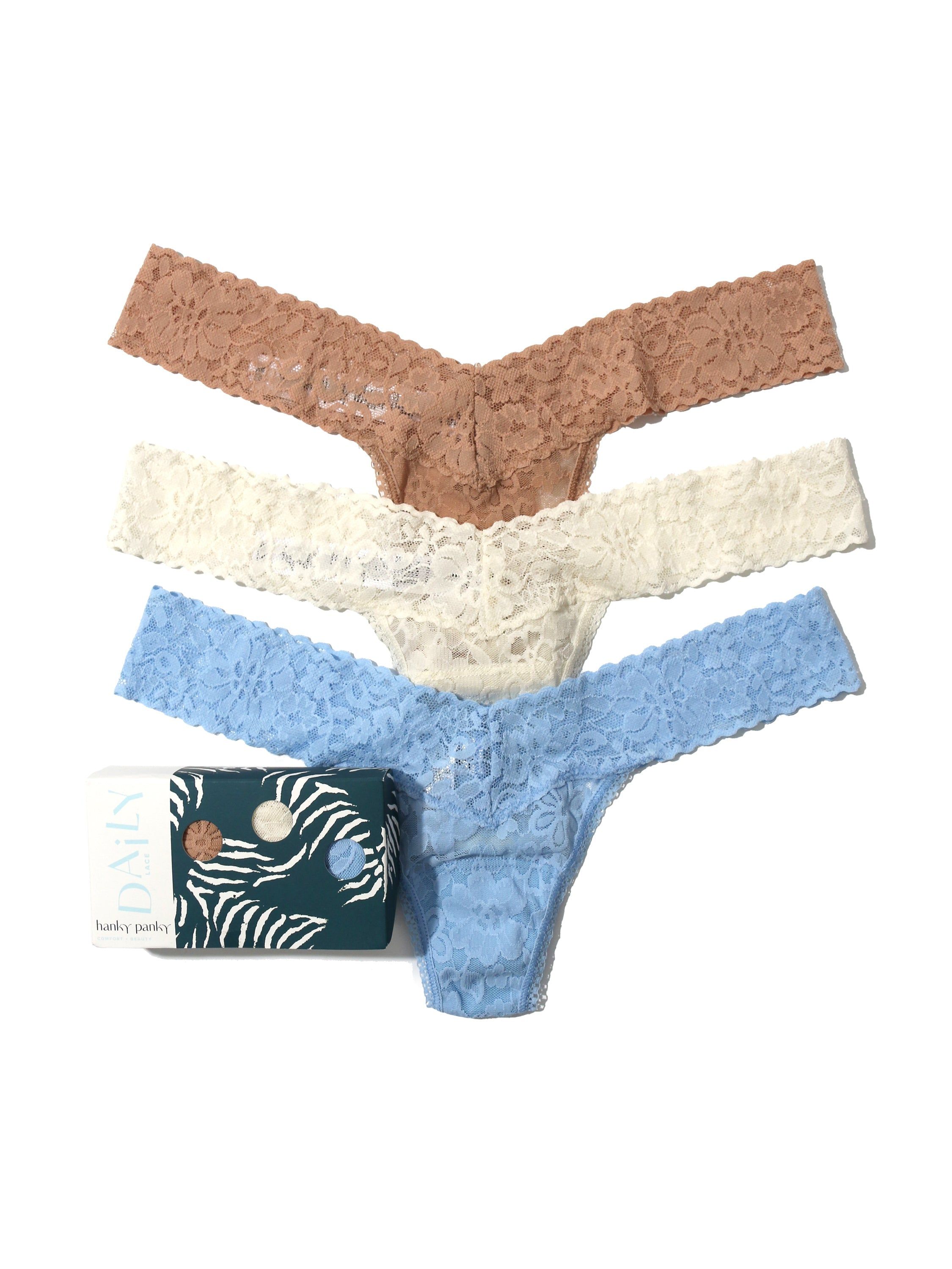 3 Pack Daily Lace™ Low Rise Thong Taupe Sale sold by Hanky Panky