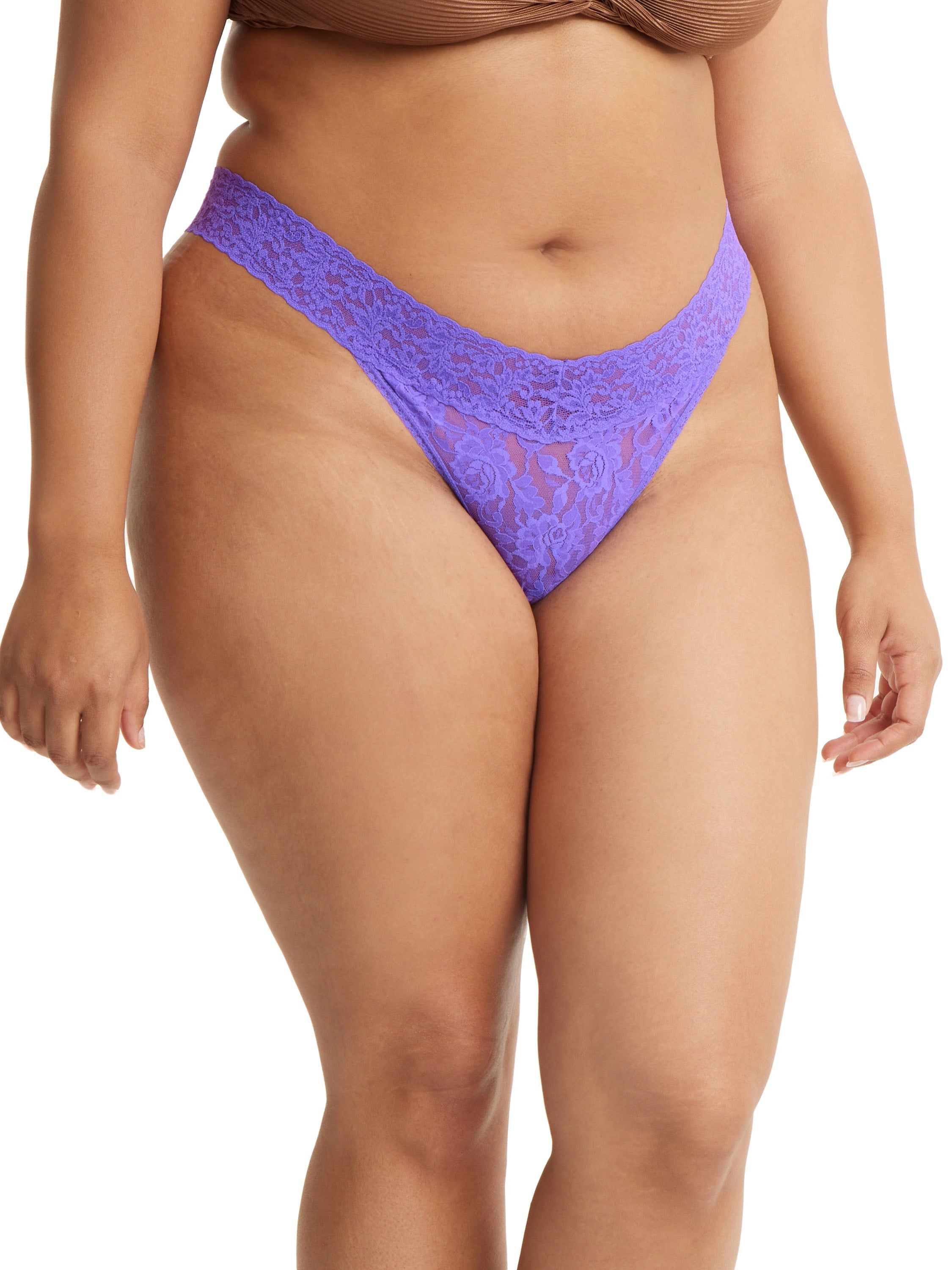 Plus Size Signature Lace® Original Rise Thong Vivid Violet Purple sold by Hanky Panky product image thumbnail 2