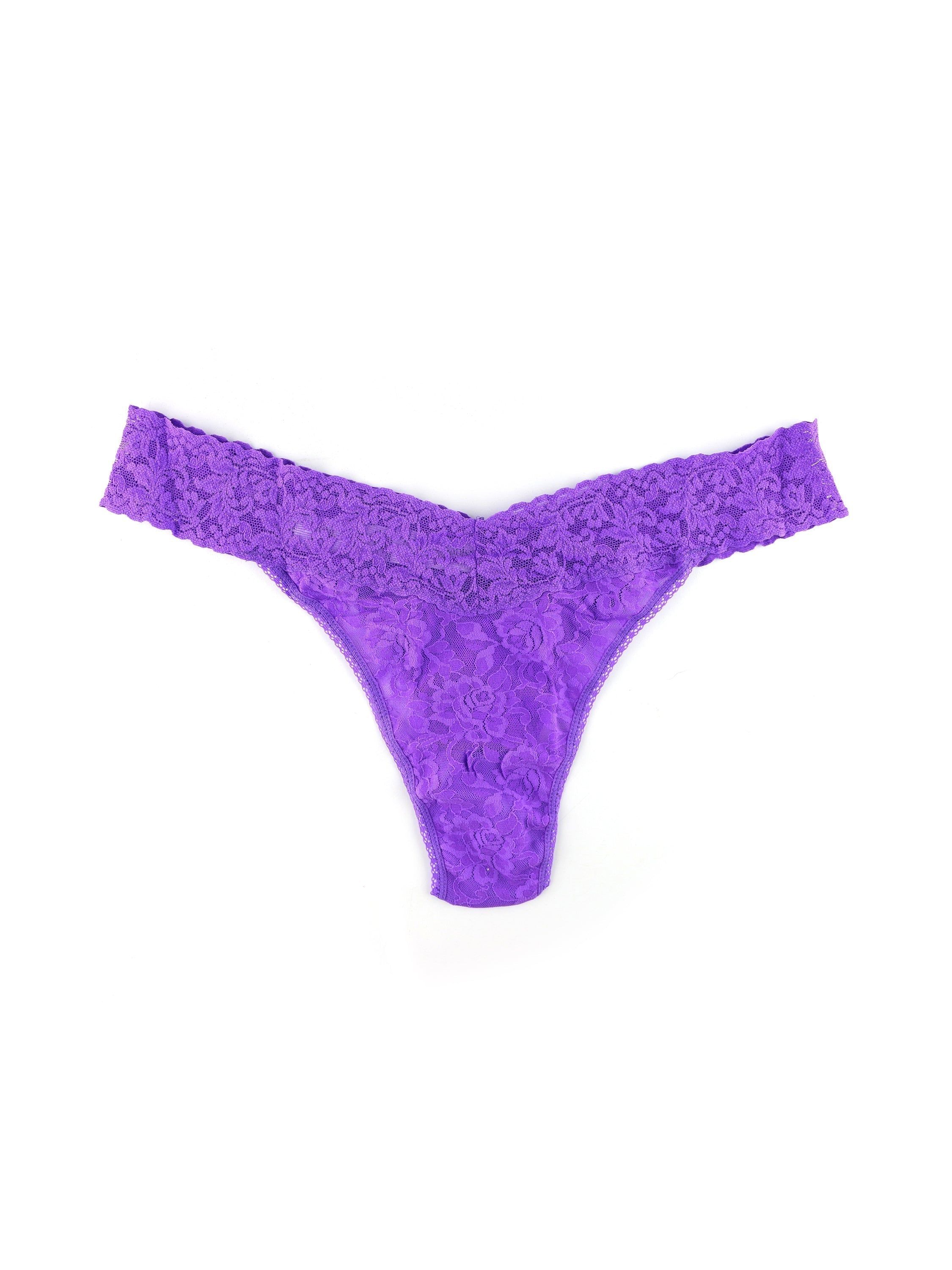 Plus Size Signature Lace® Original Rise Thong Vivid Violet Purple sold by Hanky Panky