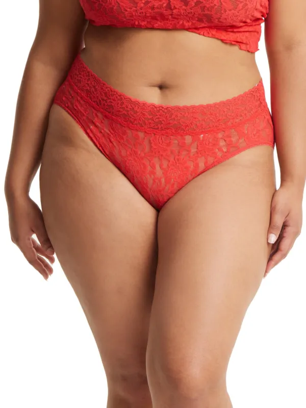 Plus Size Signature Lace French Brief Deep Sea Coral Red sold by Hanky Panky