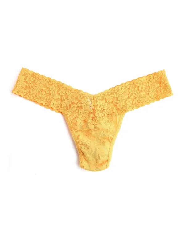 Petite Size Signature Lace Low Rise Thong Sunset Glow Orange Sale sold by Hanky Panky