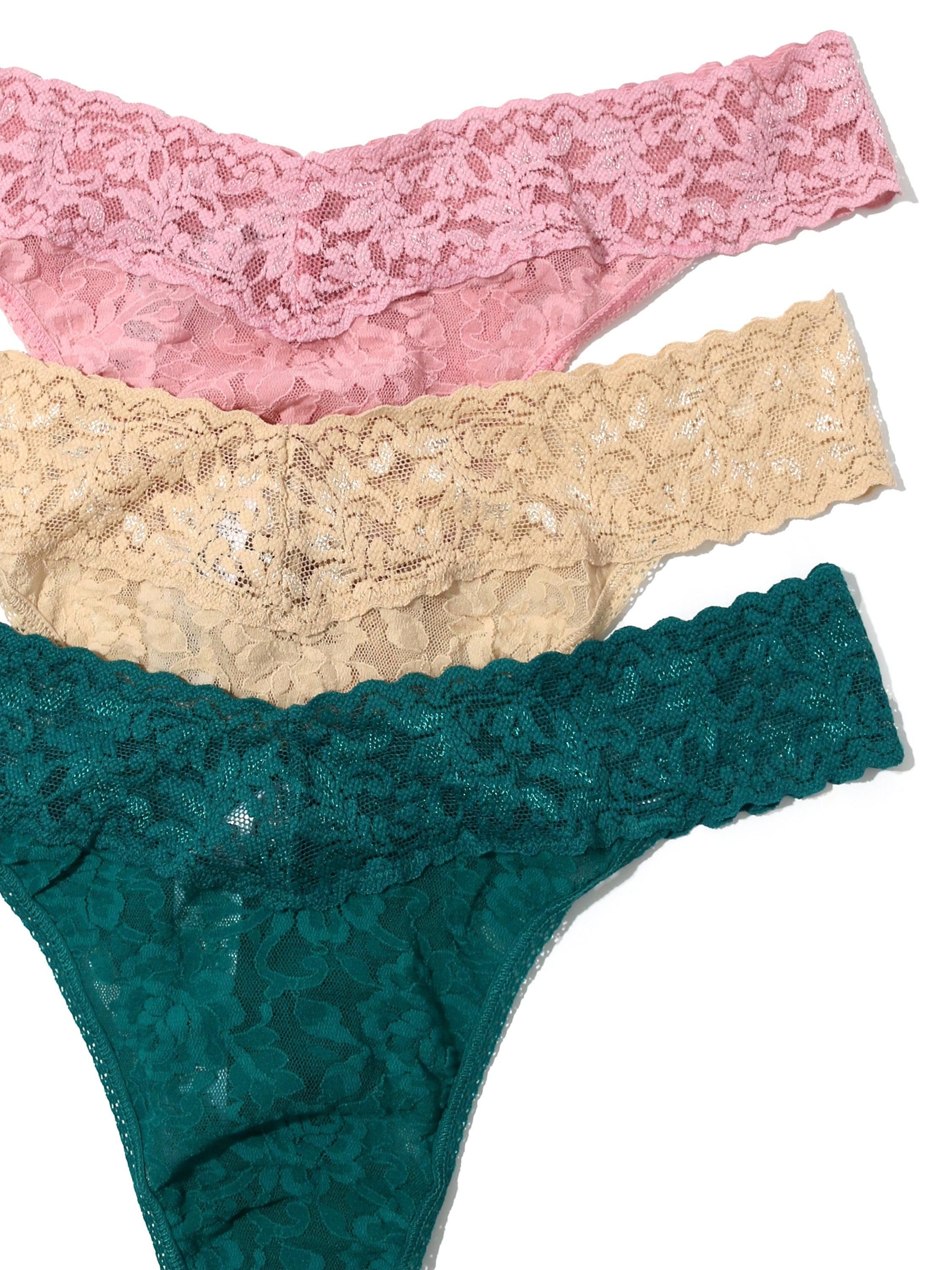 3 Pack Signature Lace Original Rise Thongs Meadow Rose Pink Sale sold by Hanky Panky product image thumbnail 2