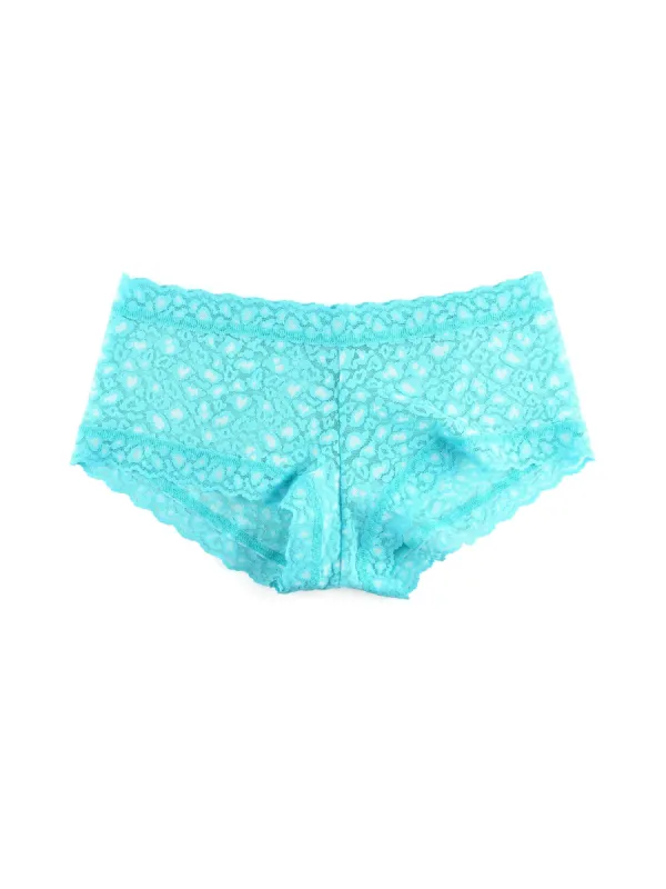 Cross Dyed Leopard Boyshort Radiant Turquoise/ White sold by Hanky Panky