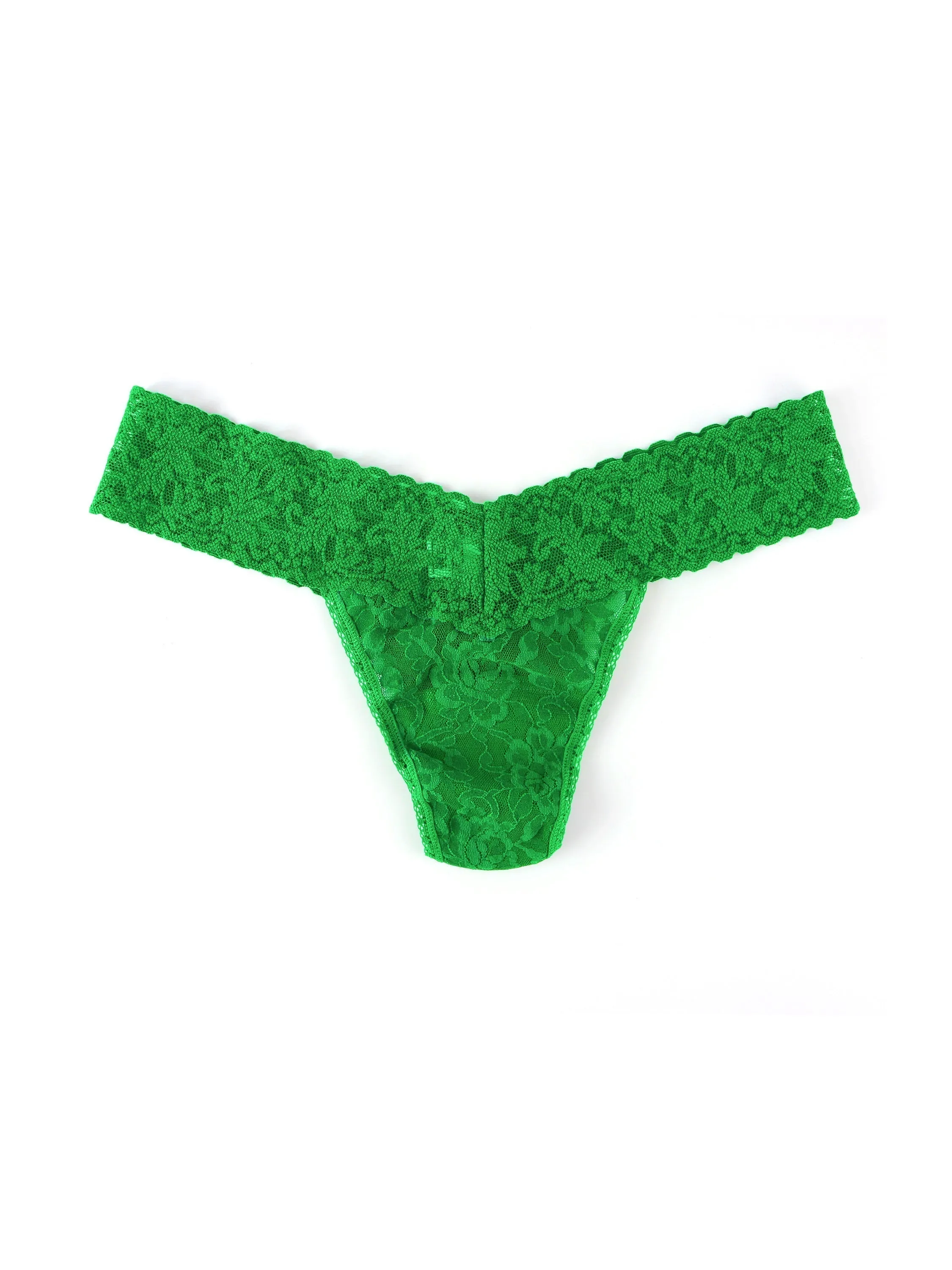 Signature Lace Low Rise Thong Mistletoe Green sold by Hanky Panky