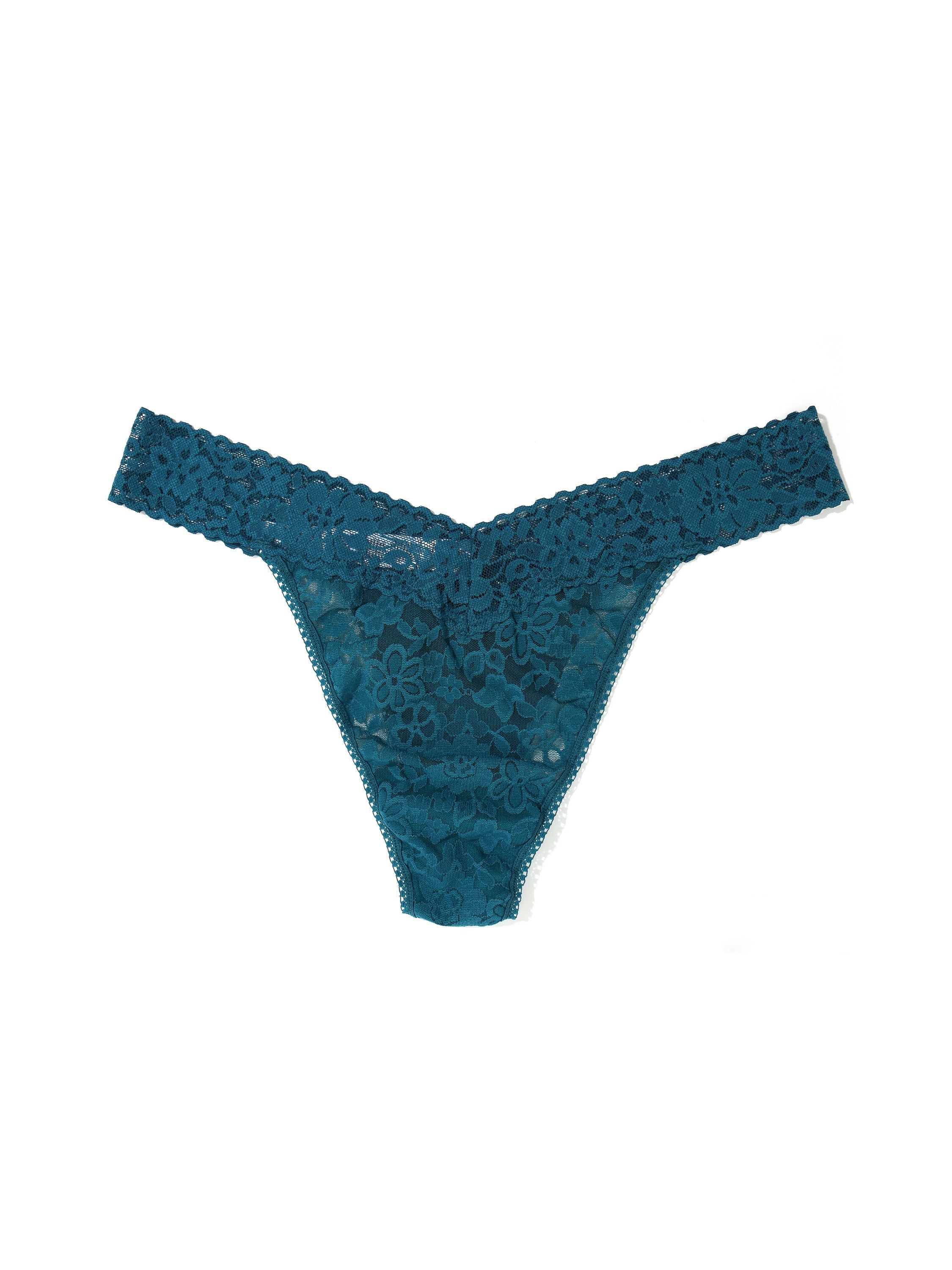 Plus Size Daily Lace™ Original Rise Thong Earth Dance Green Sale sold by Hanky Panky