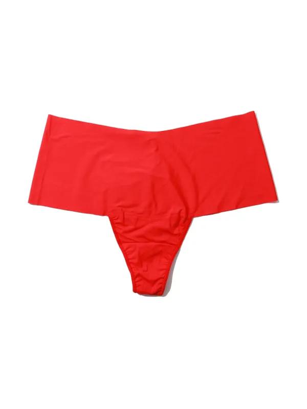 Plus Size BreatheSoft™ High Rise Thong Sleigh Queen Red sold by Hanky Panky