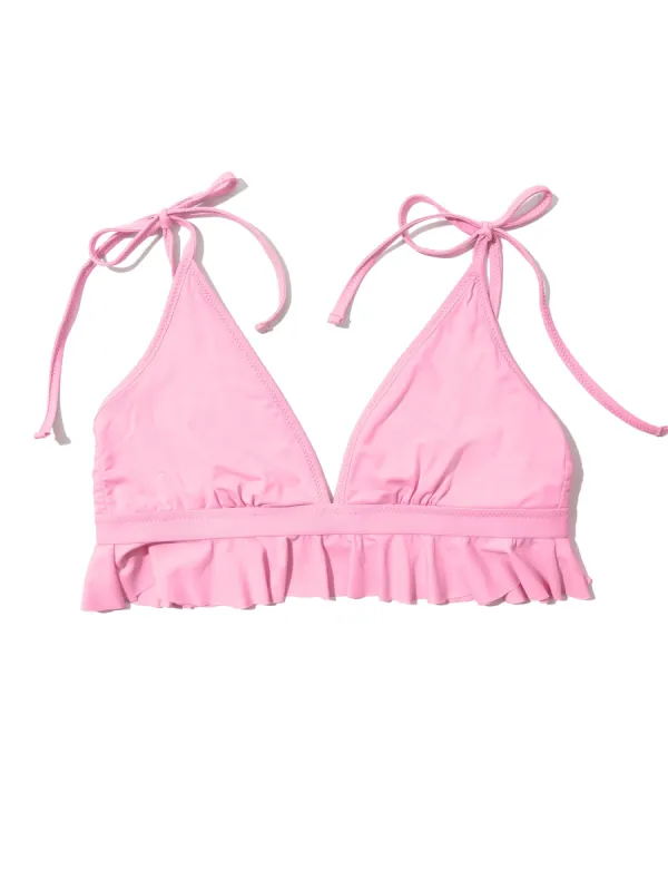 Ruffle Triangle Bikini Top Electric Rose Sale made by Hanky Panky