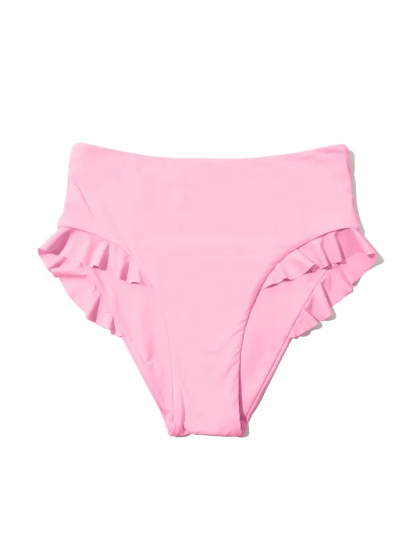 Ruffle High Rise Swim Bottom Electric Rose sold by Hanky Panky