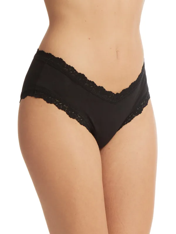 Supima Cotton V-Front Cheeky Black sold by Hanky Panky