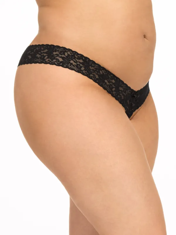 &oh™ Plus Size Signature Lace Crotchless Thong Black Sale sold by Hanky Panky