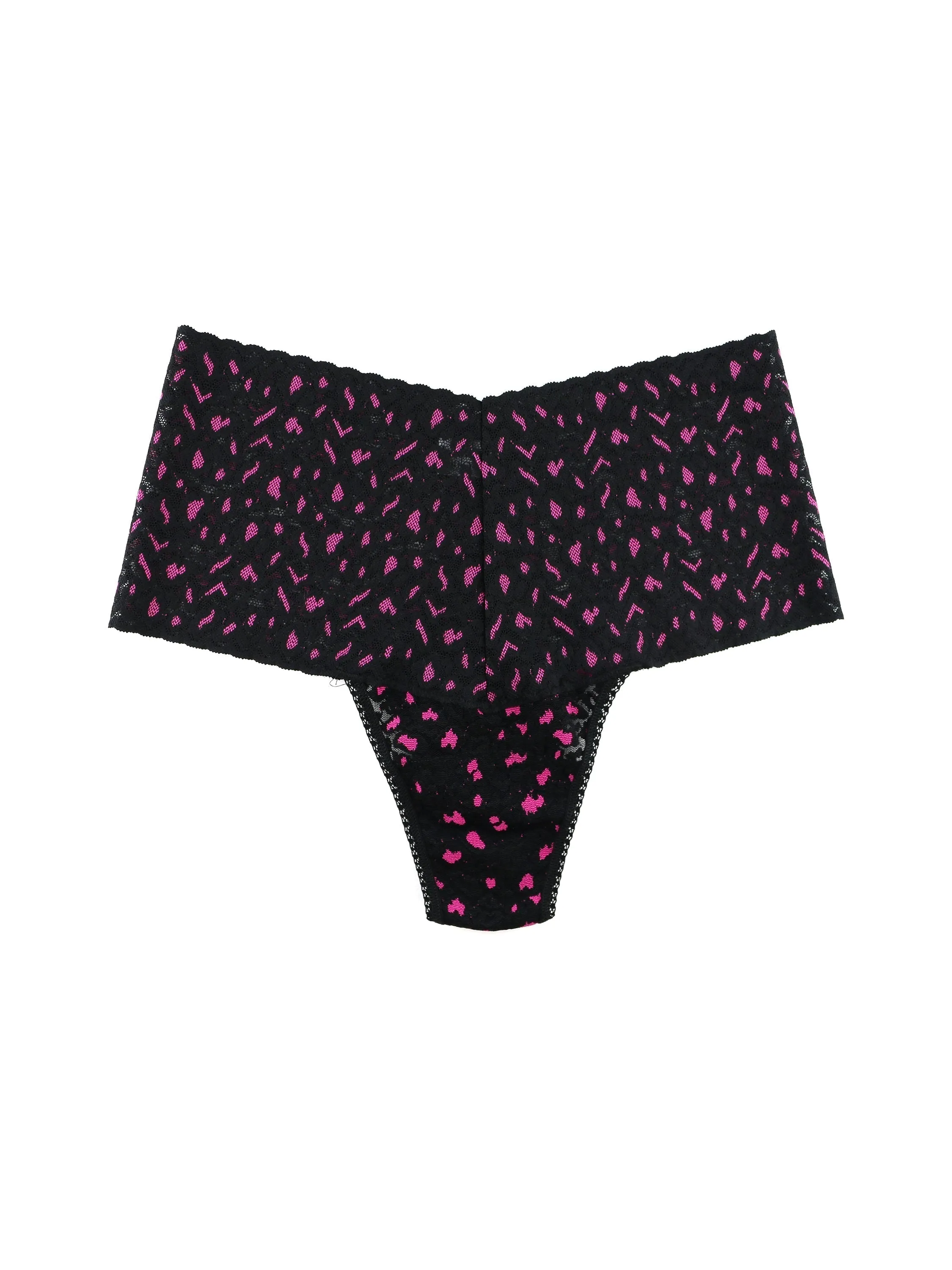 Cross-Dyed Leopard Retro Thong Black/ Tulip Pink Sale sold by Hanky Panky