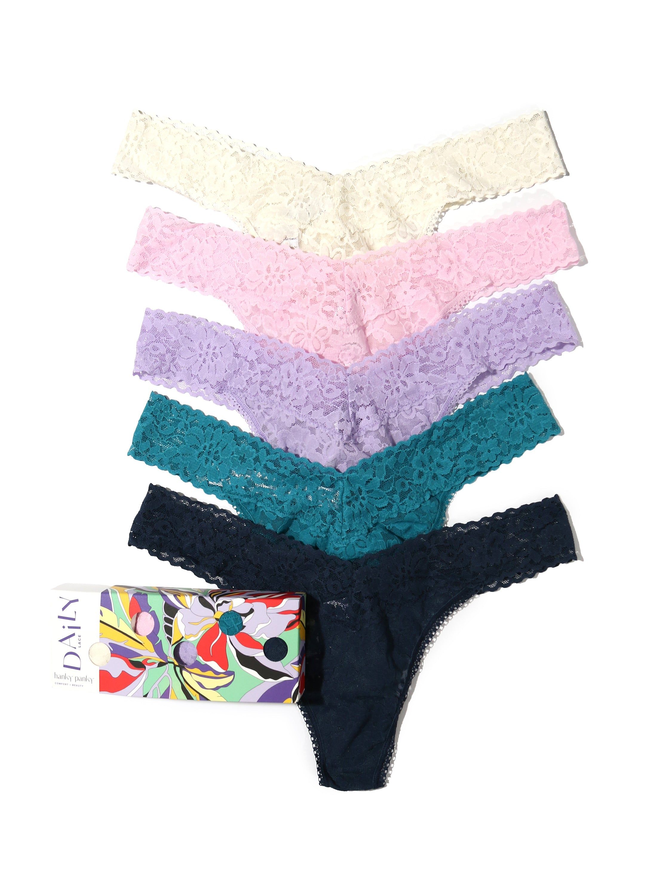 Daily Lace™ Original Rise Thong 5 Pack sold by Hanky Panky