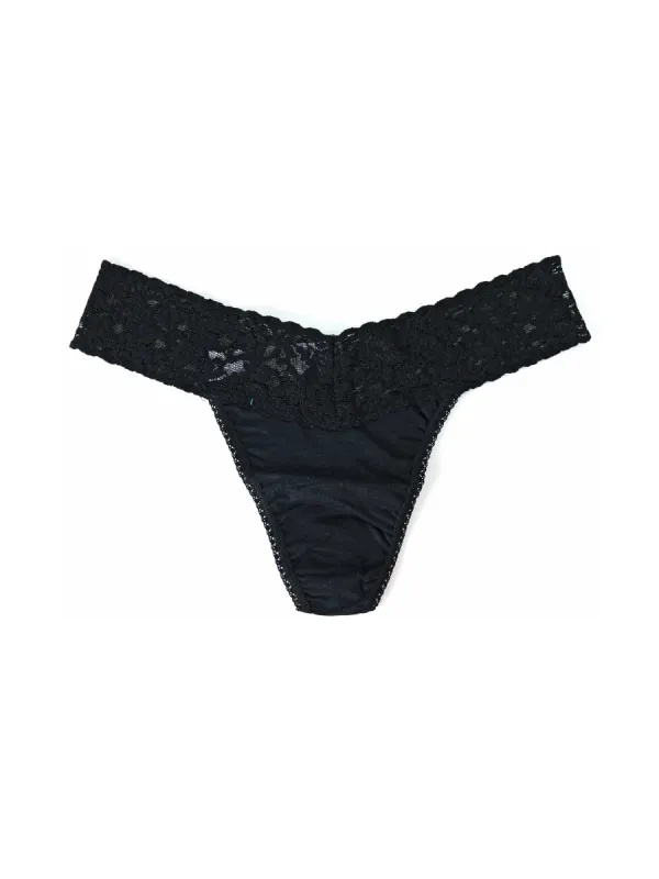 Petite Size Supima® Cotton Low Rise Thong Black sold by Hanky Panky