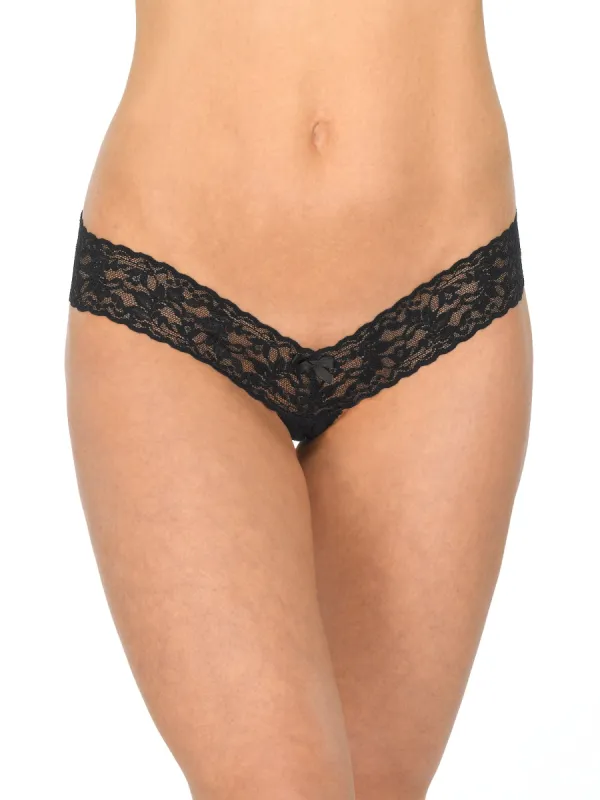 &oh™ Signature Lace Crotchless Thong Black sold by Hanky Panky