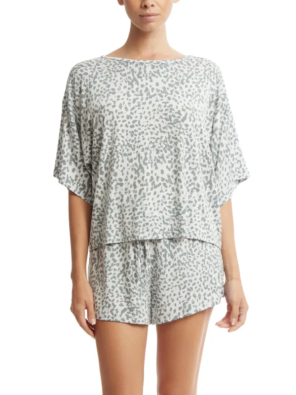 Unwind Tee Snow Leopard Sale made by Hanky Panky
