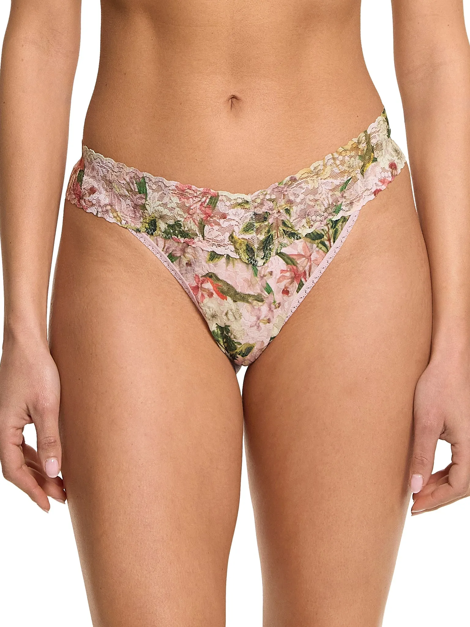 Printed Signature Lace Original Rise Thong French Garden Sale sold by Hanky Panky