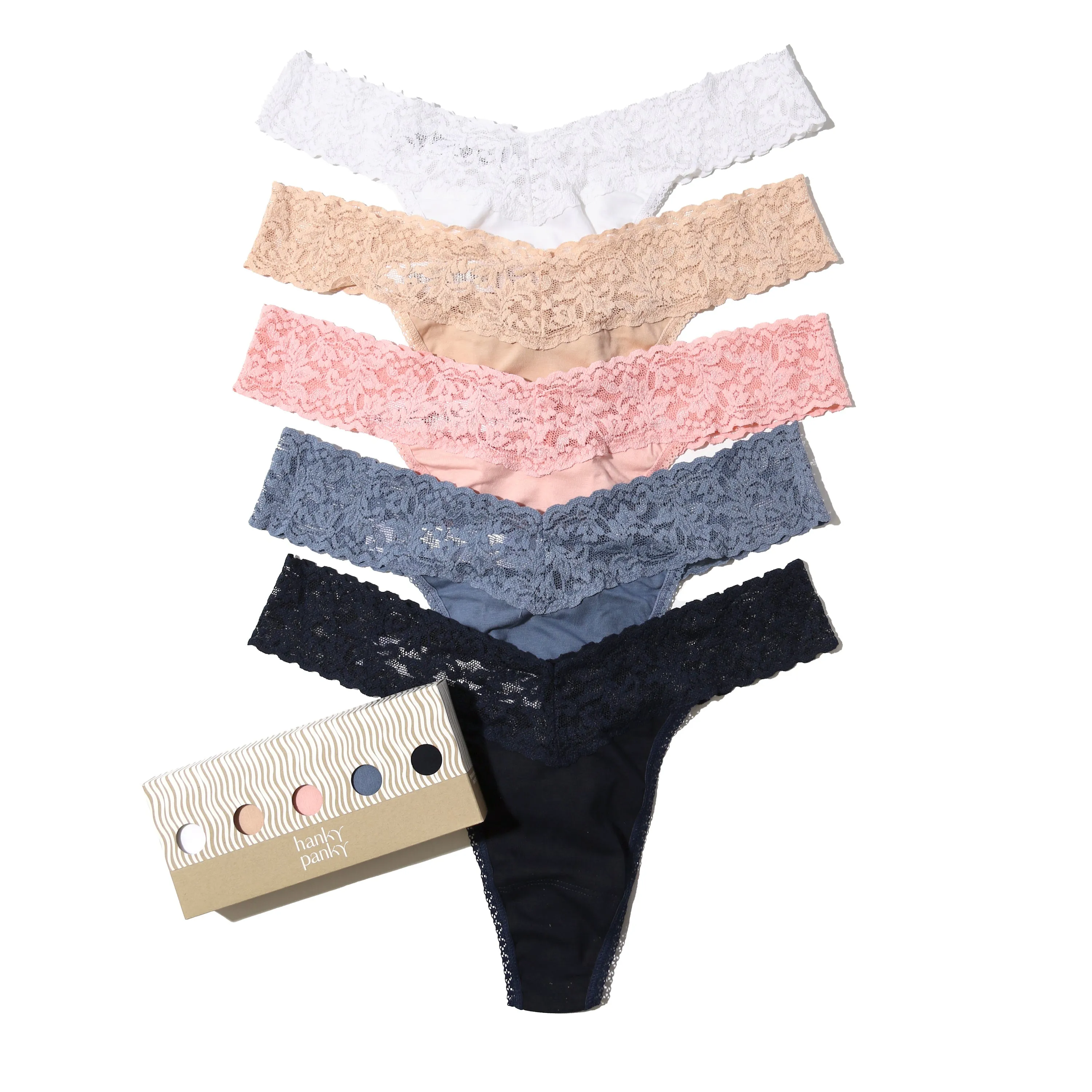 Cotton 5 Pack Original Rise Thongs sold by Hanky Panky