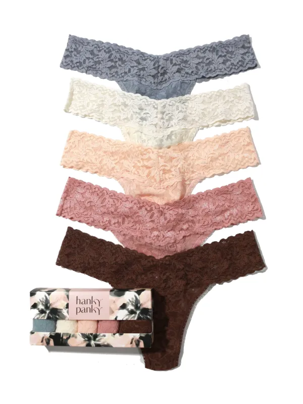 5 Pack Petite Size Signature Lace Thongs In Printed Box Sale sold by Hanky Panky