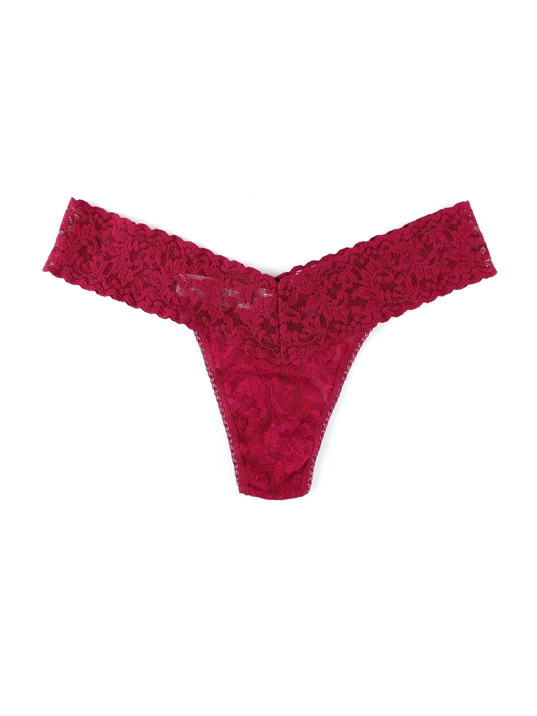 Signature Lace Low Rise Thong Cranberry Red sold by Hanky Panky
