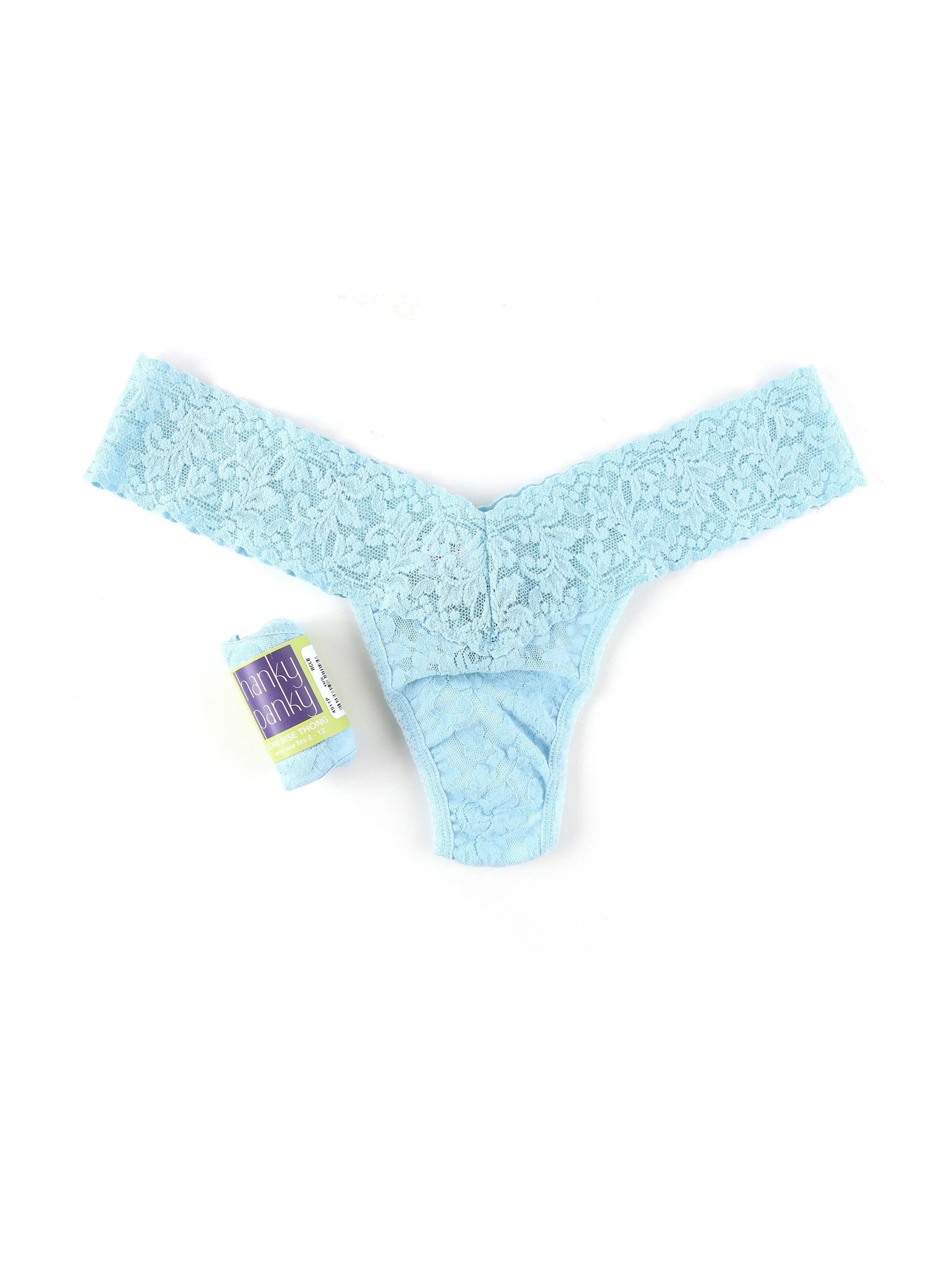 Signature Lace Low Rise Thong Raincloud Blue sold by Hanky Panky product image thumbnail 5